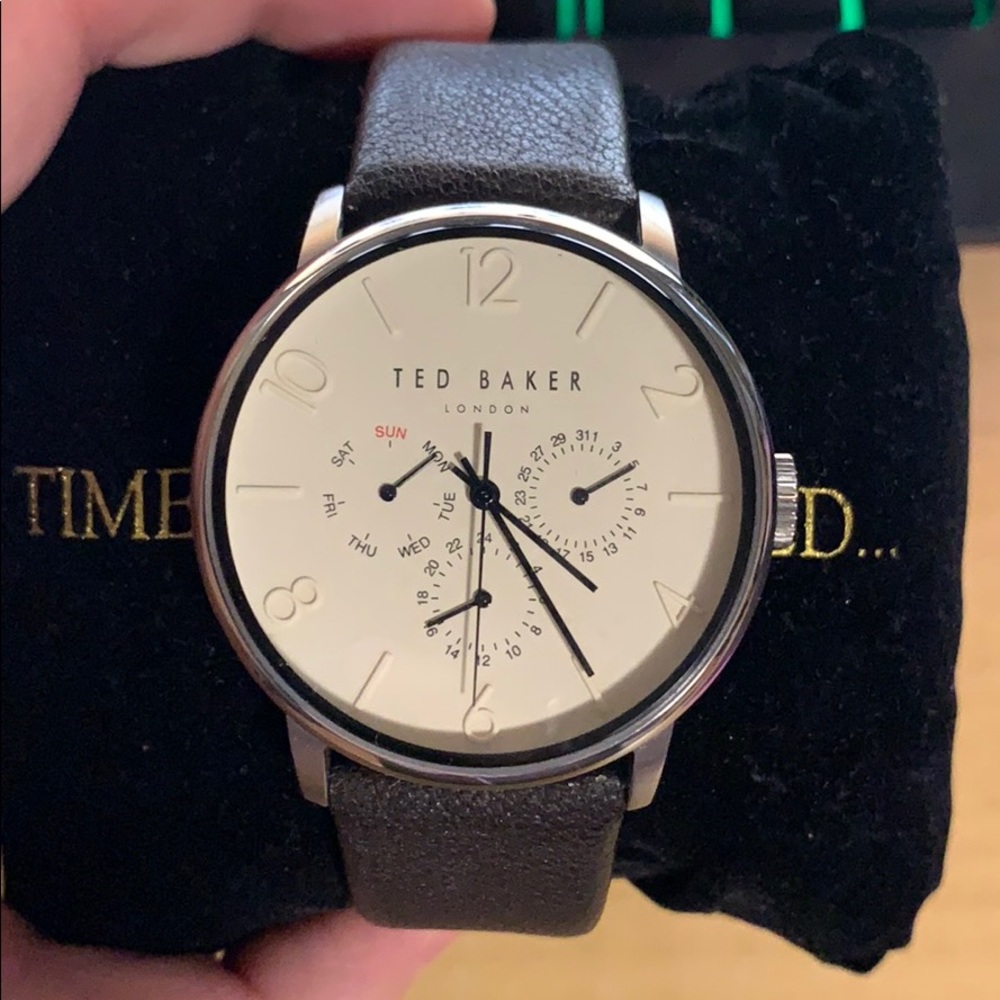 Ted Baker Watch Creme Face with Dark Brown Strap